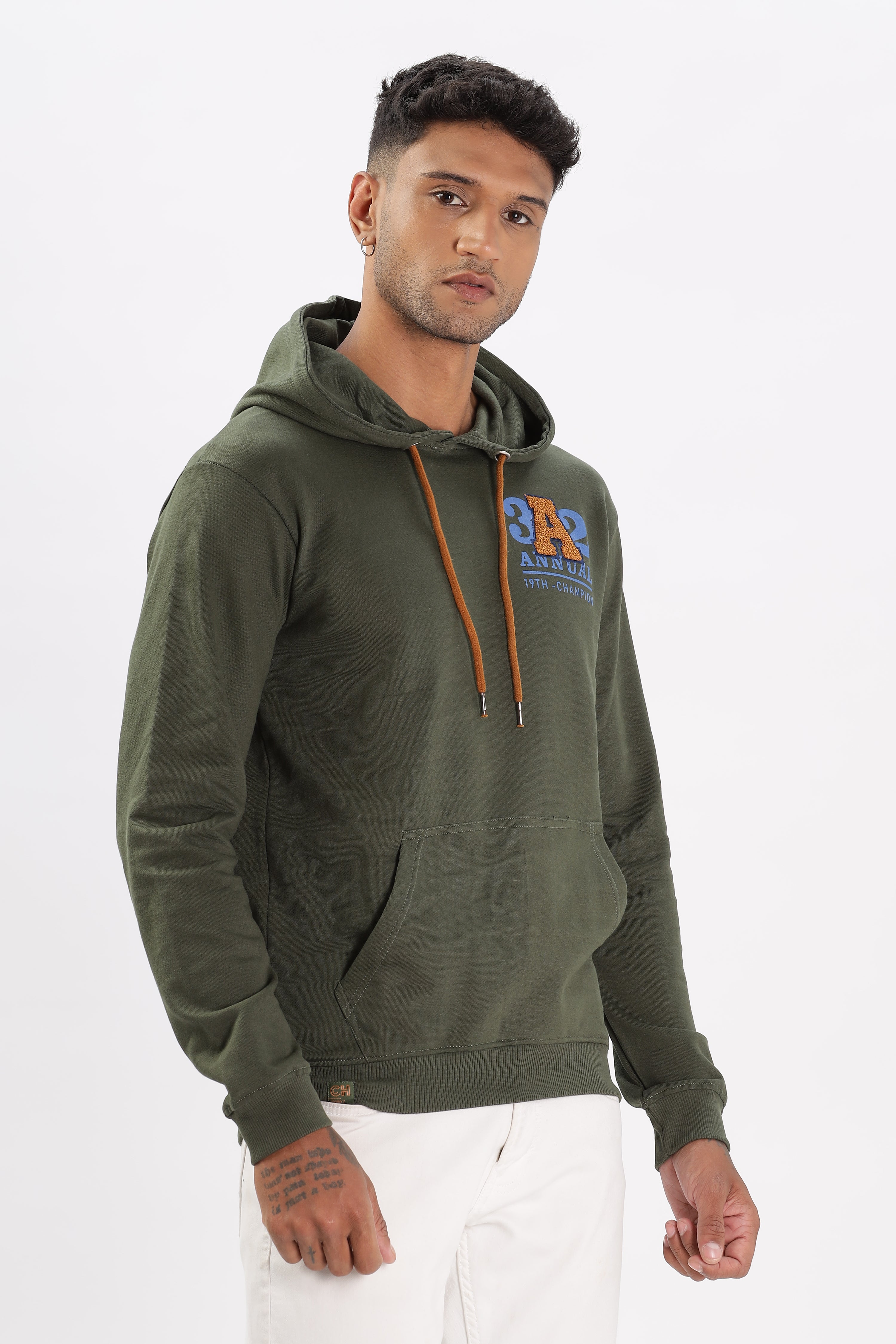 Color Hunt Men's Olive Dark Green Full Sleeve Regular Fit Hoodie