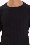 Color Hunt Men's Black Full Sleeve Regular Fit Flat Knit - Colorhunt