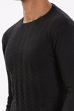 Color Hunt Men's Black Full Sleeve Regular Fit Flat Knit - Colorhunt