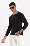 Color Hunt Men's Black Full Sleeve Regular Fit Flat Knit