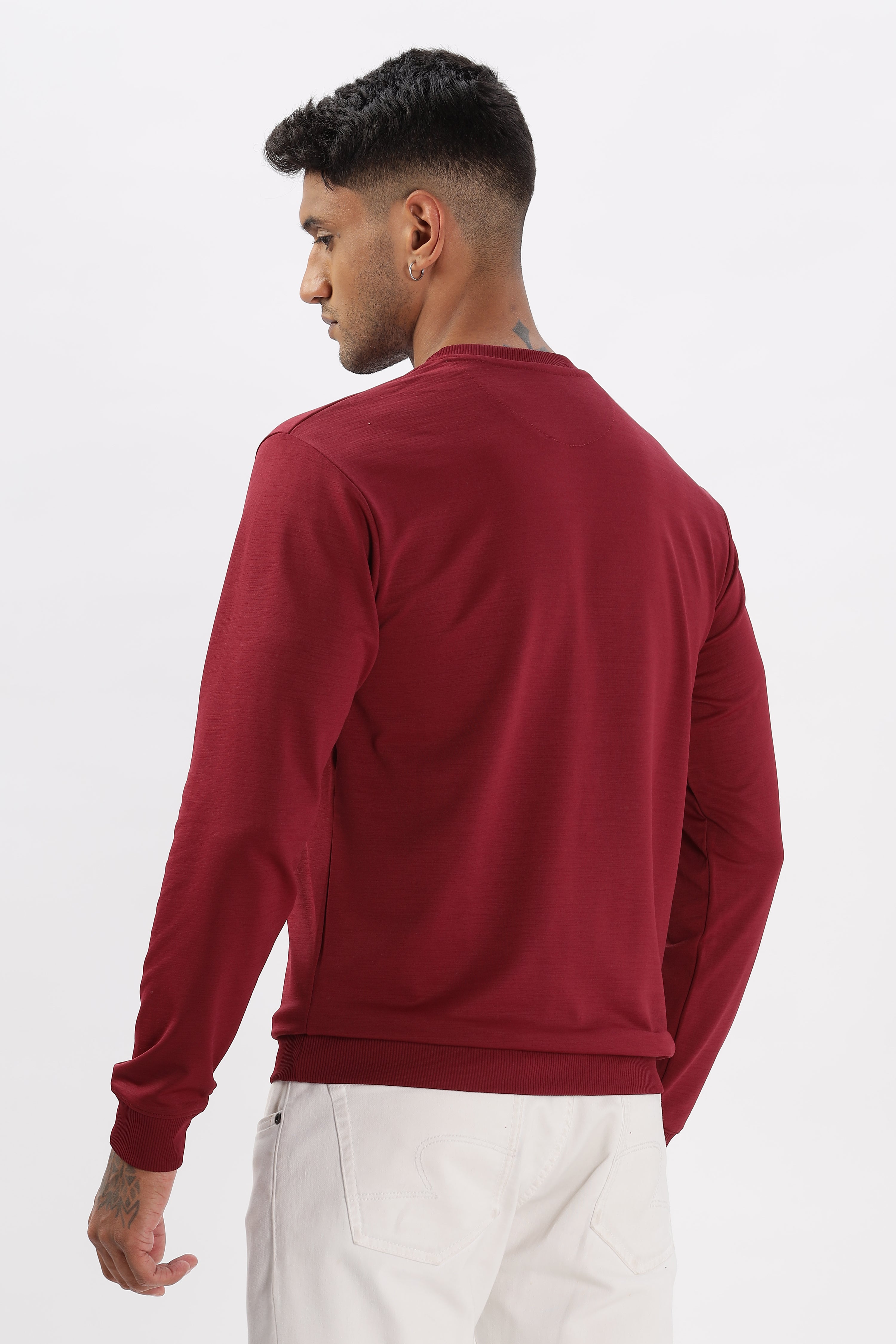 Color Hunt Men's Maroon Full Sleeve Regular Fit Sweatshirt