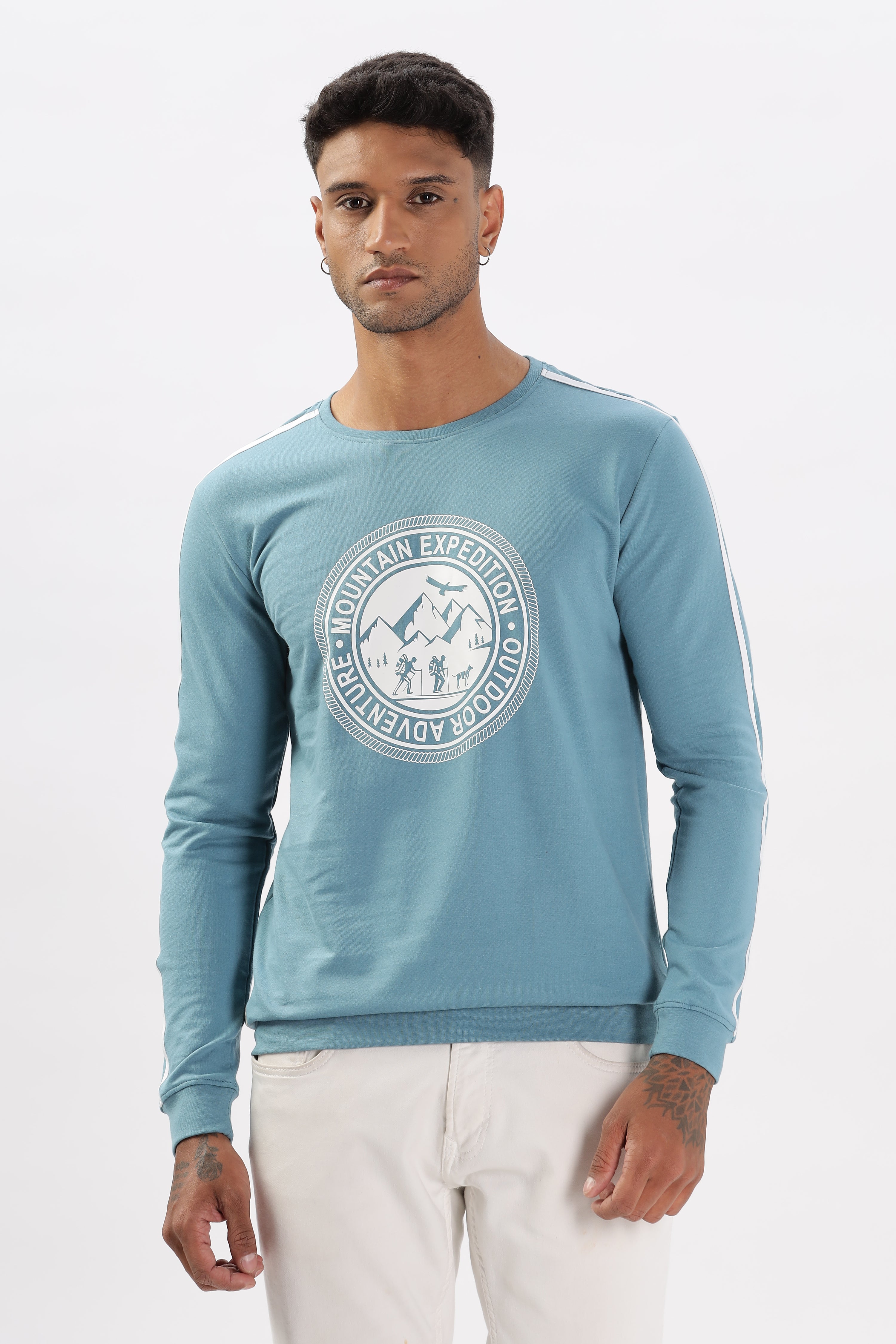 Color Hunt Men's Blue or cyan Full Sleeve Regular Fit Sweatshirt