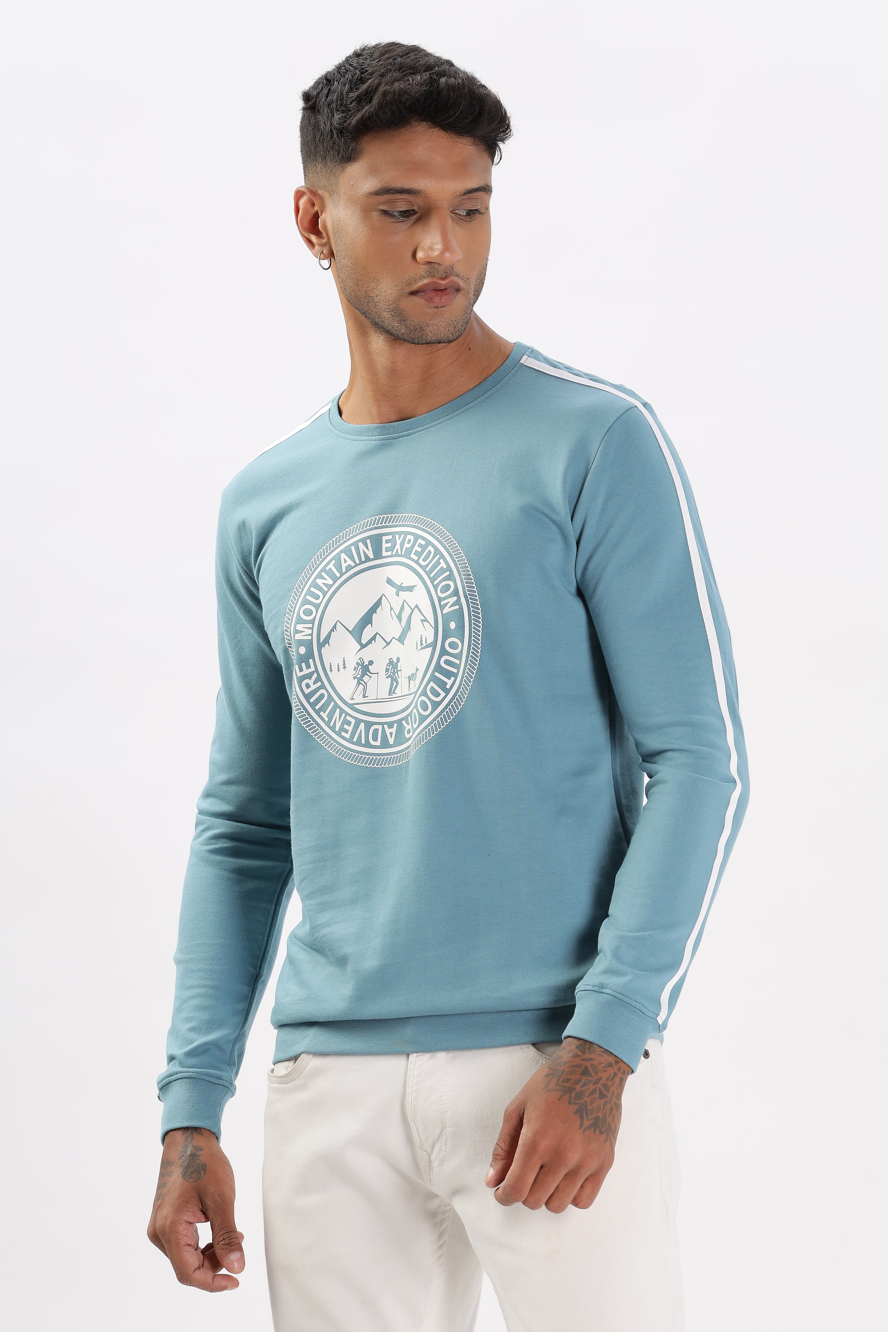 Color Hunt Men's Blue or cyan Full Sleeve Regular Fit Sweatshirt