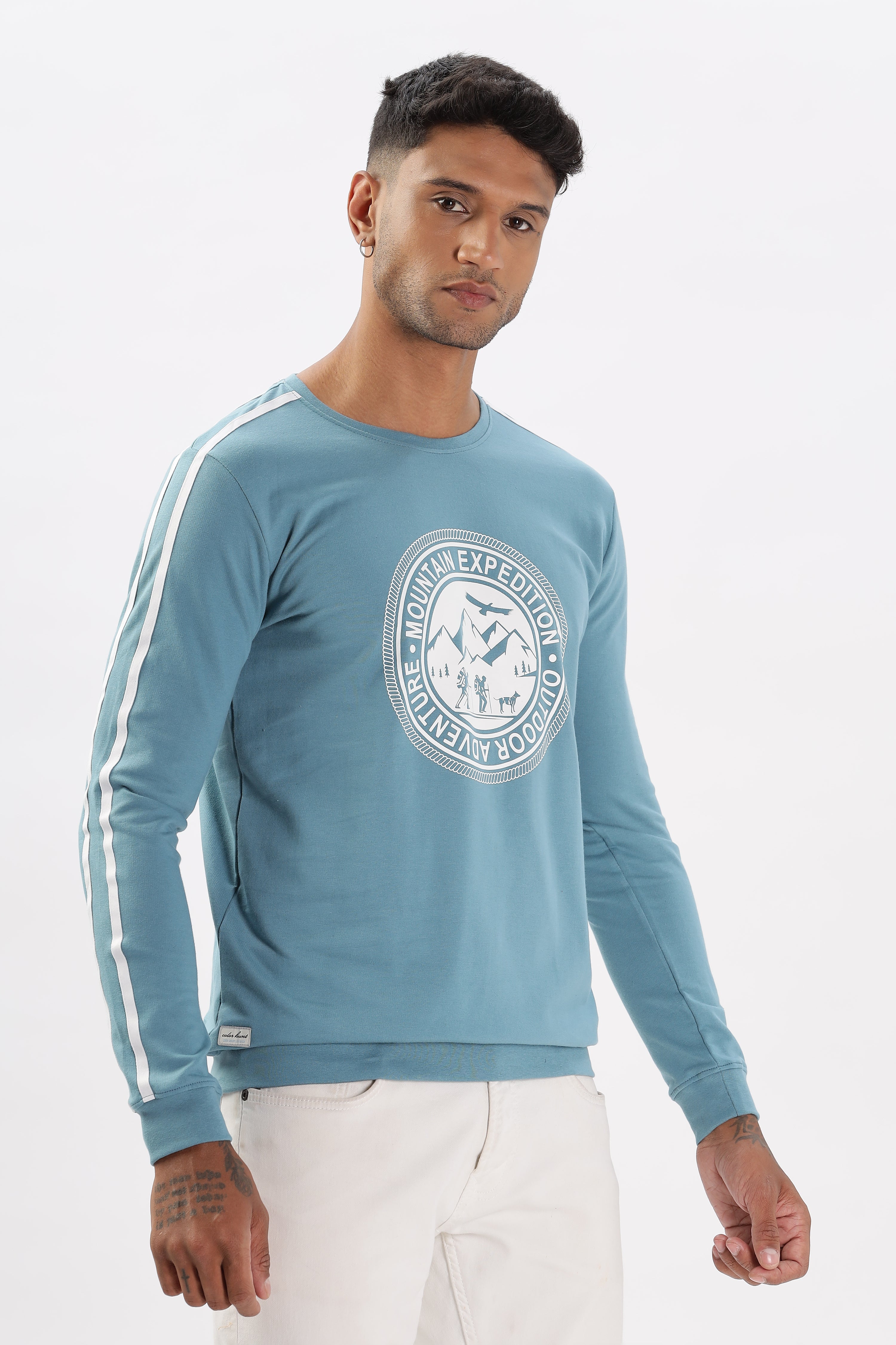 Color Hunt Men's Blue or cyan Full Sleeve Regular Fit Sweatshirt