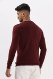 Color Hunt Men's Maroon Full Sleeve Regular Fit Flat Knit