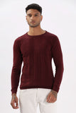 Color Hunt Men's Maroon Full Sleeve Regular Fit Flat Knit - Colorhunt