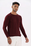 Color Hunt Men's Maroon Full Sleeve Regular Fit Flat Knit - Colorhunt