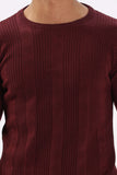 Color Hunt Men's Maroon Full Sleeve Regular Fit Flat Knit - Colorhunt