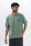 Color Hunt Men's Cotton Sea Green Half Sleeve Printed Oversize T-shirt - Colorhunt