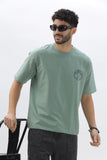 Color Hunt Men's Cotton Sea Green Half Sleeve Printed Oversize T-shirt - Colorhunt