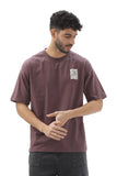 Color Hunt Men's Cotton Mauve Half Sleeve Printed Oversize T-shirt - Colorhunt