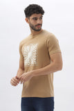 Color Hunt Men's Cotton Beige Half Sleeve Printed Regular Tshirt - Colorhunt