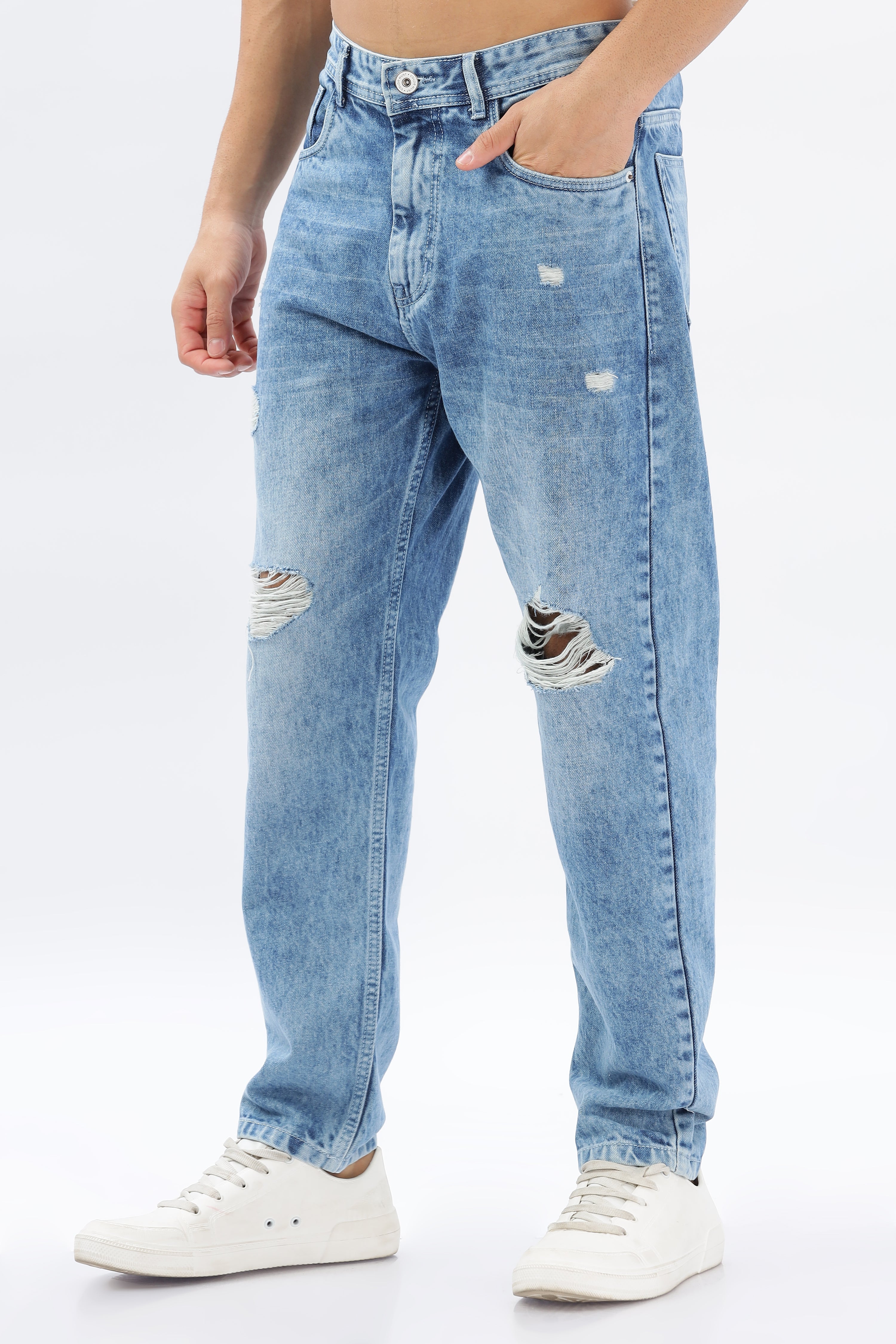 Color Hunt Men's Blue Full Regular Fit Jeans