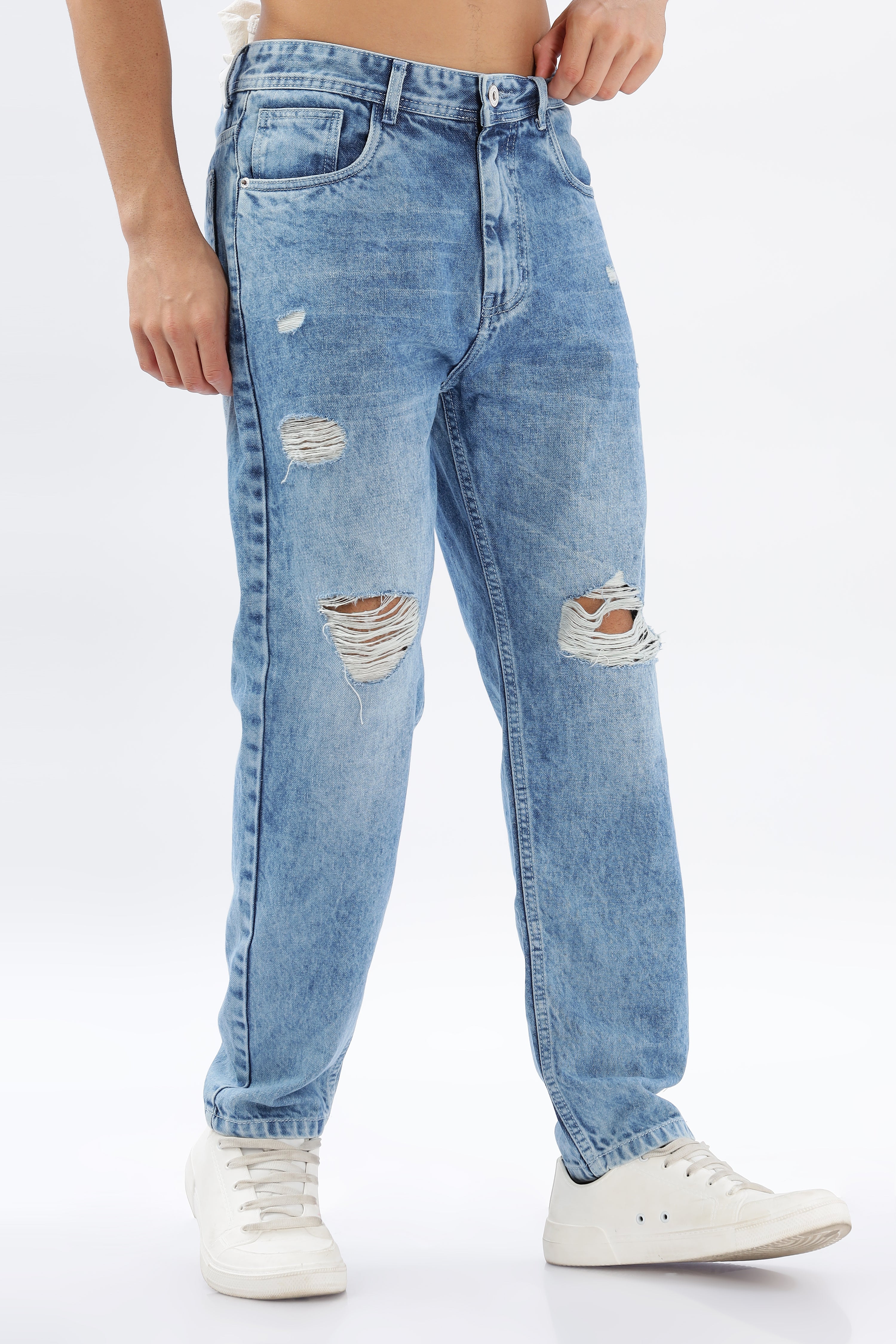 Color Hunt Men's Blue Full Regular Fit Jeans