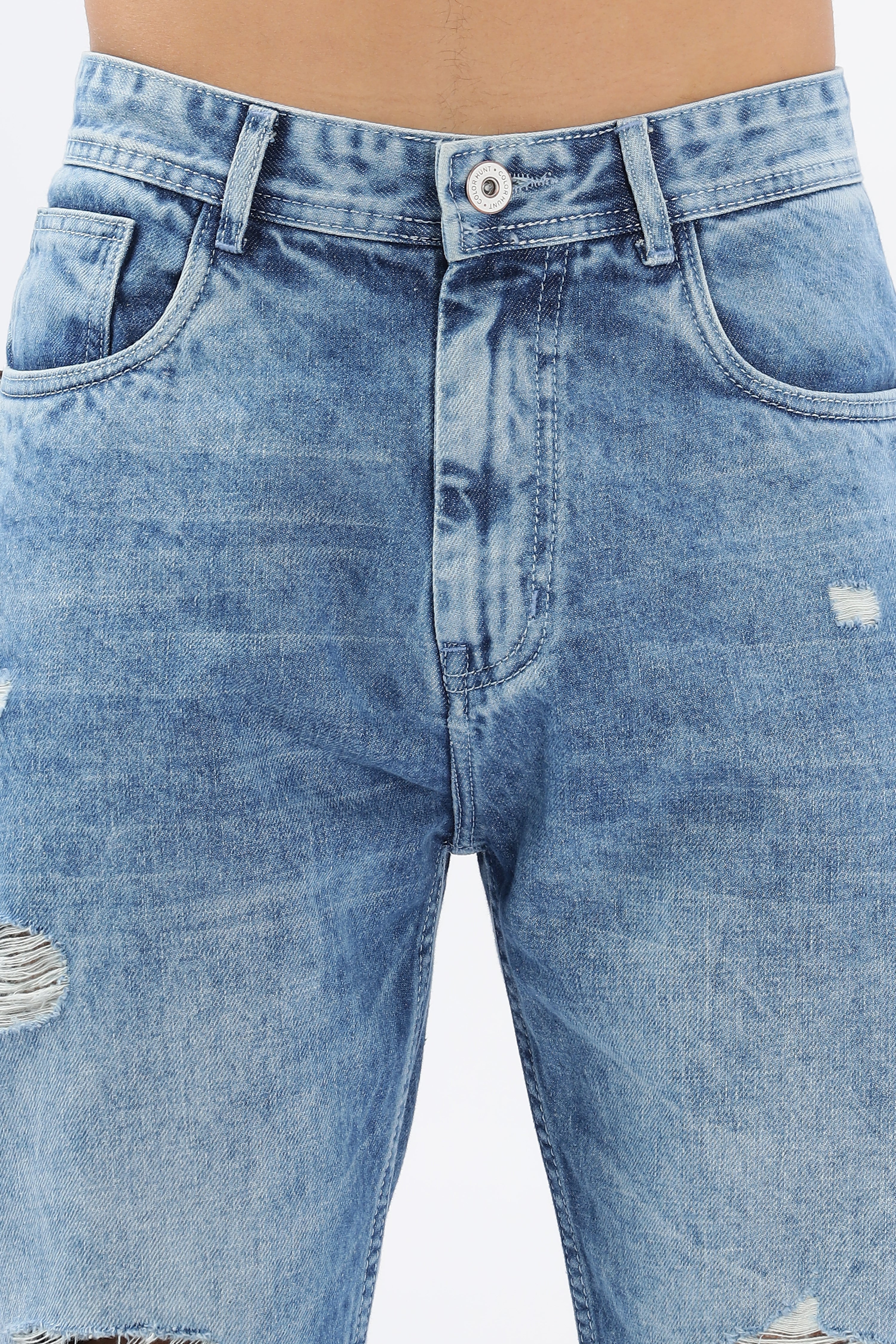 Color Hunt Men's Blue Full Regular Fit Jeans