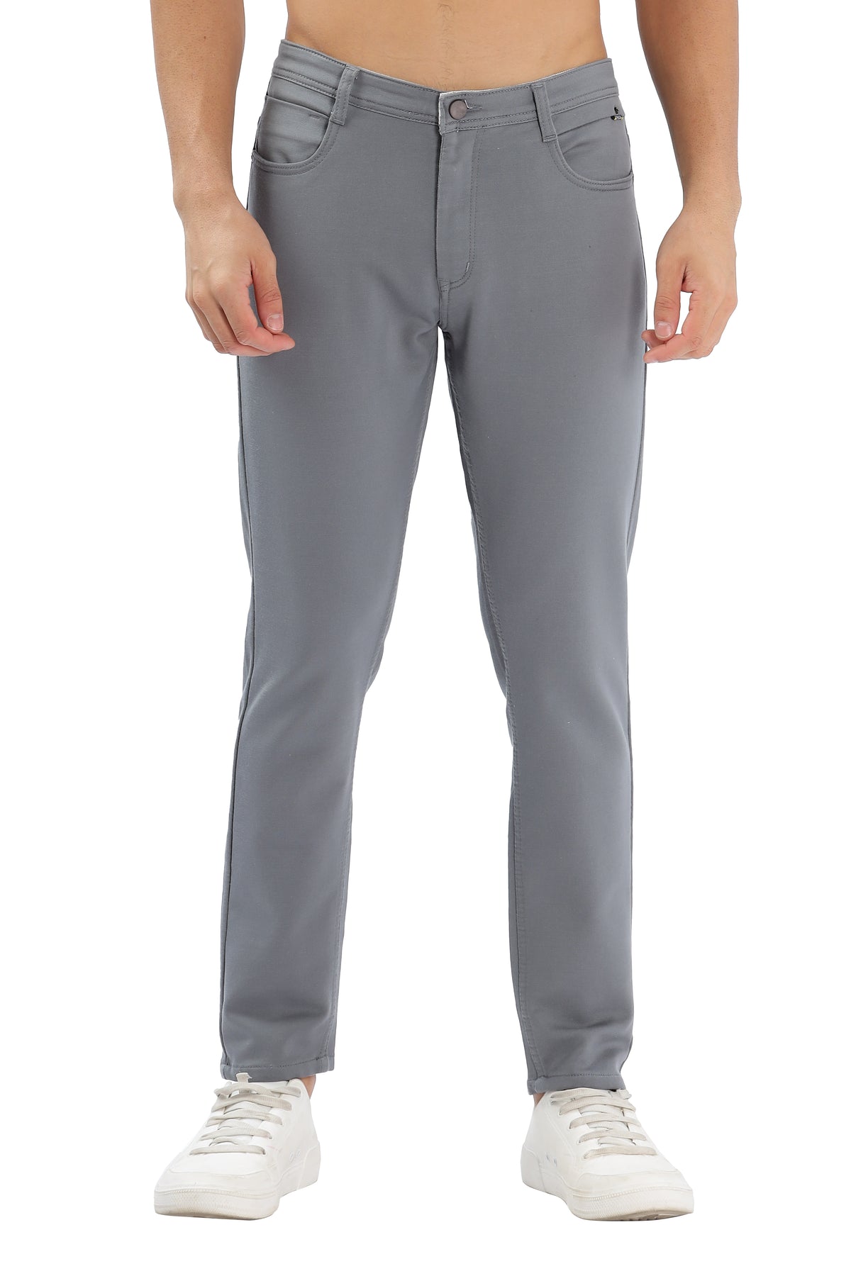 Color Hunt Men's Grey Ankle Length Tappered Fit Trouser