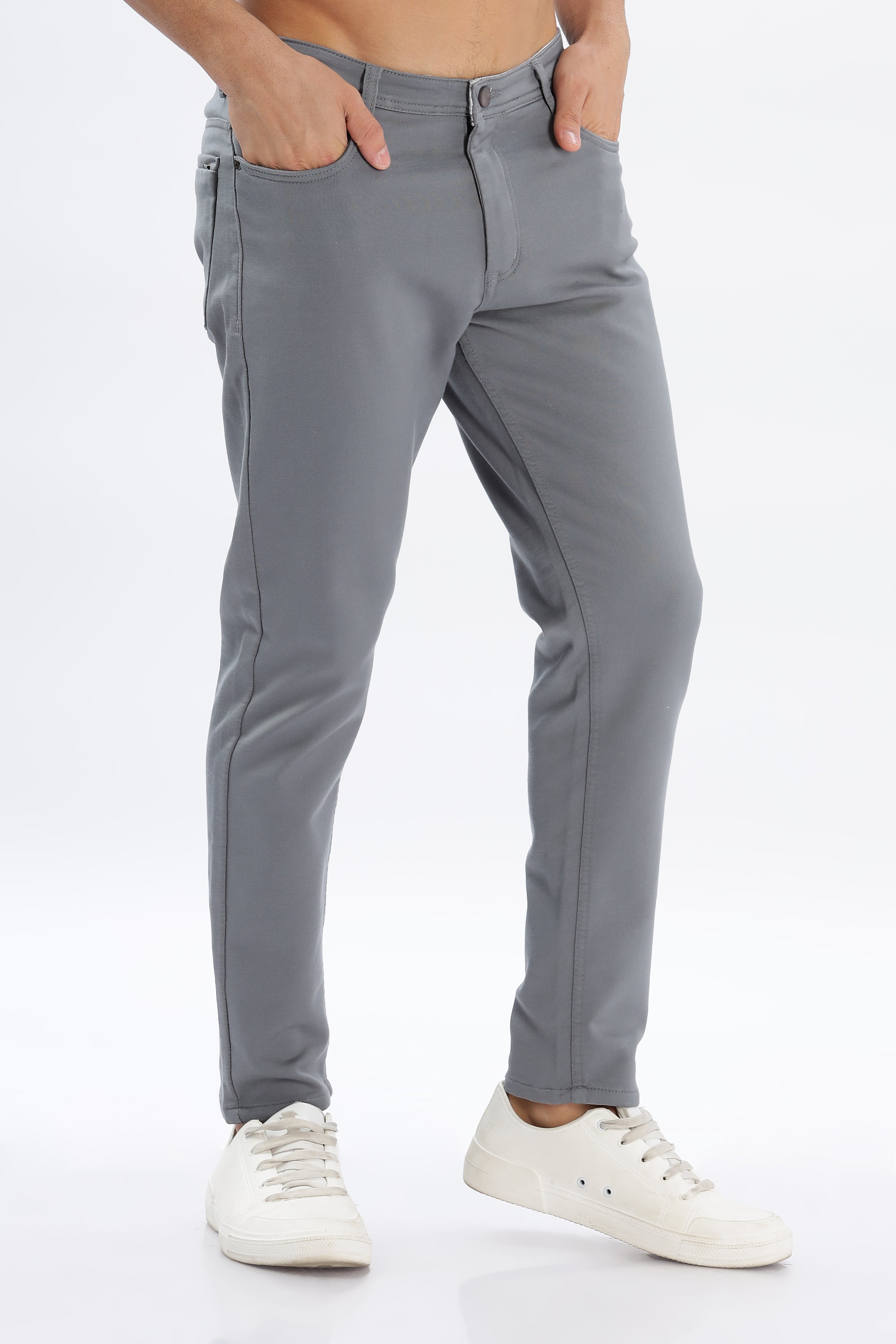 Color Hunt Men's Grey Ankle Length Tappered Fit Trouser