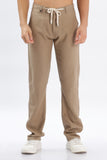 Color Hunt Men's Brown Full Length Tappered Fit Linen Trouser