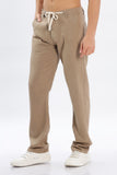 Color Hunt Men's Brown Full Length Tappered Fit Linen Trouser