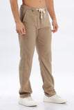 Color Hunt Men's Brown Full Length Tappered Fit Linen Trouser - Colorhunt