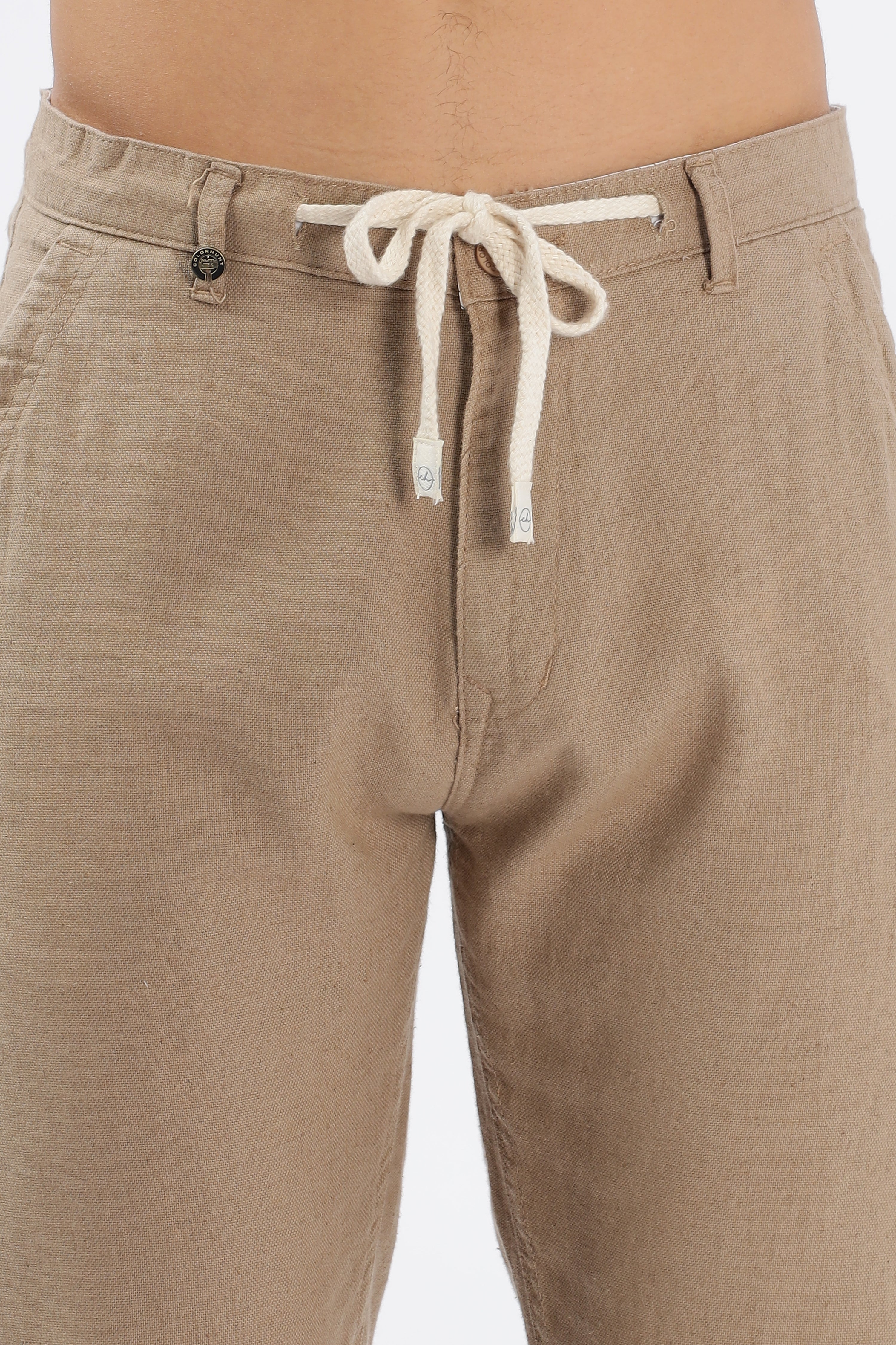 Color Hunt Men's Brown Full Length Tappered Fit Linen Trouser - Colorhunt