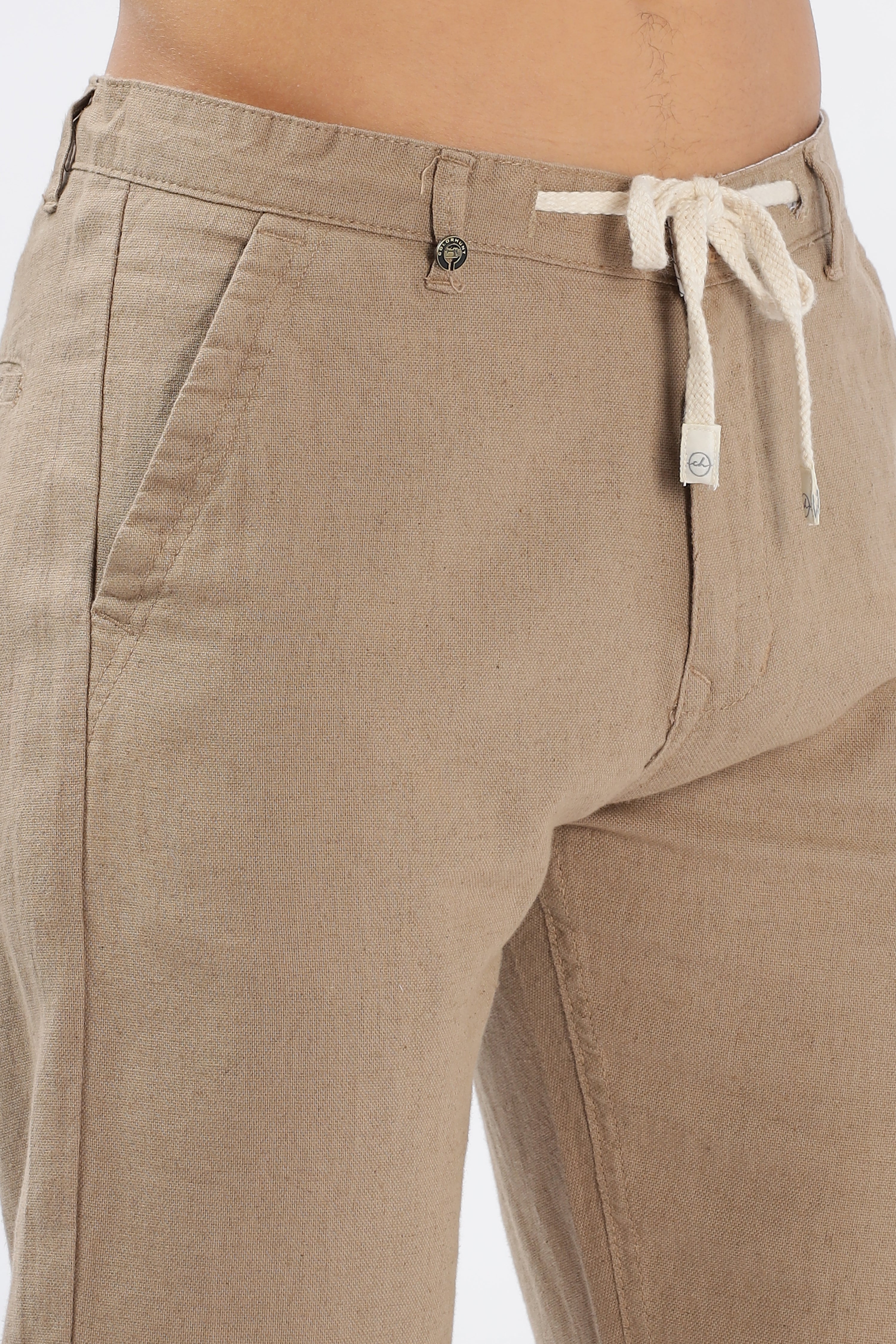 Color Hunt Men's Brown Full Length Tappered Fit Linen Trouser - Colorhunt