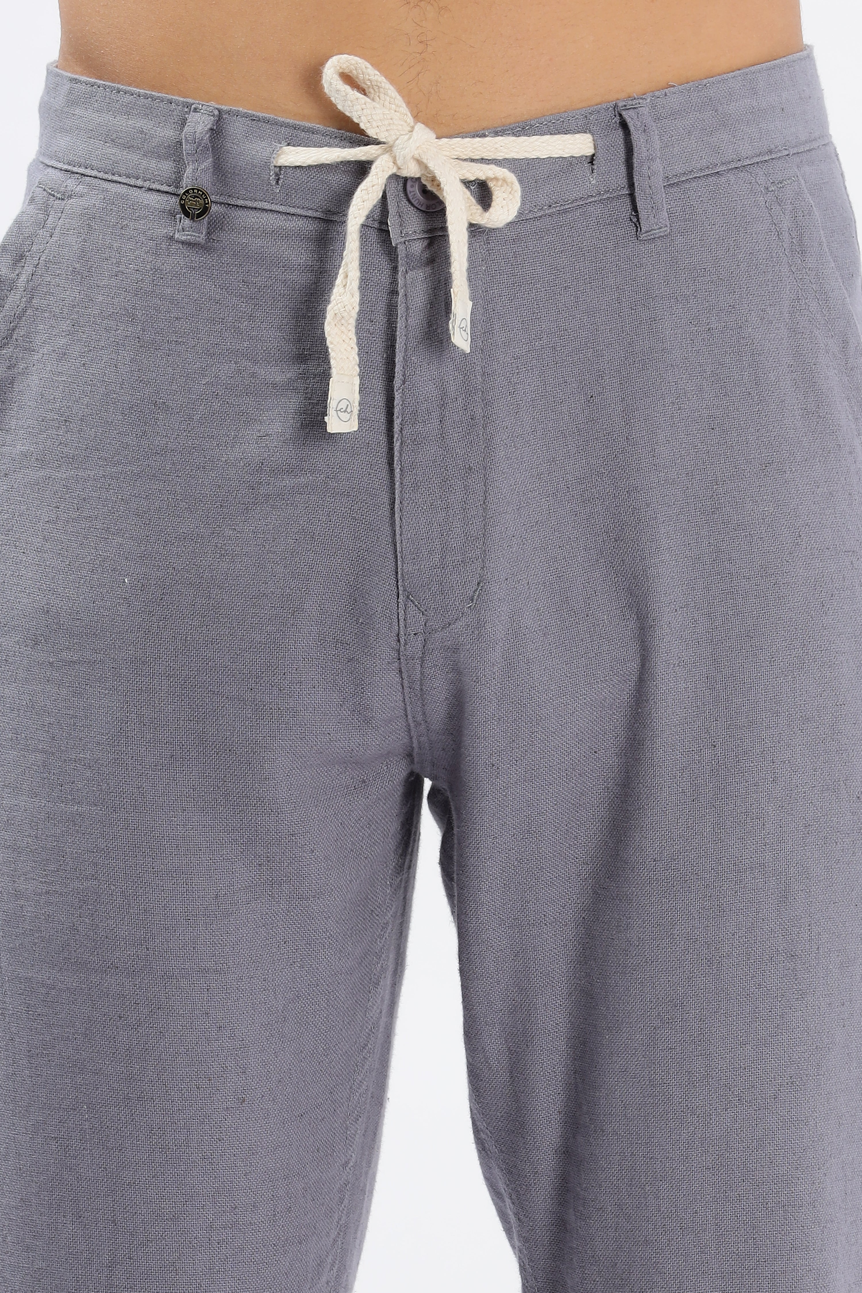 Color Hunt Men's Dark Grey Full Length Tappered Fit Linen Trouser