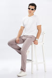 Color Hunt Men's Purple Full Length Tappered Fit Linen Trouser