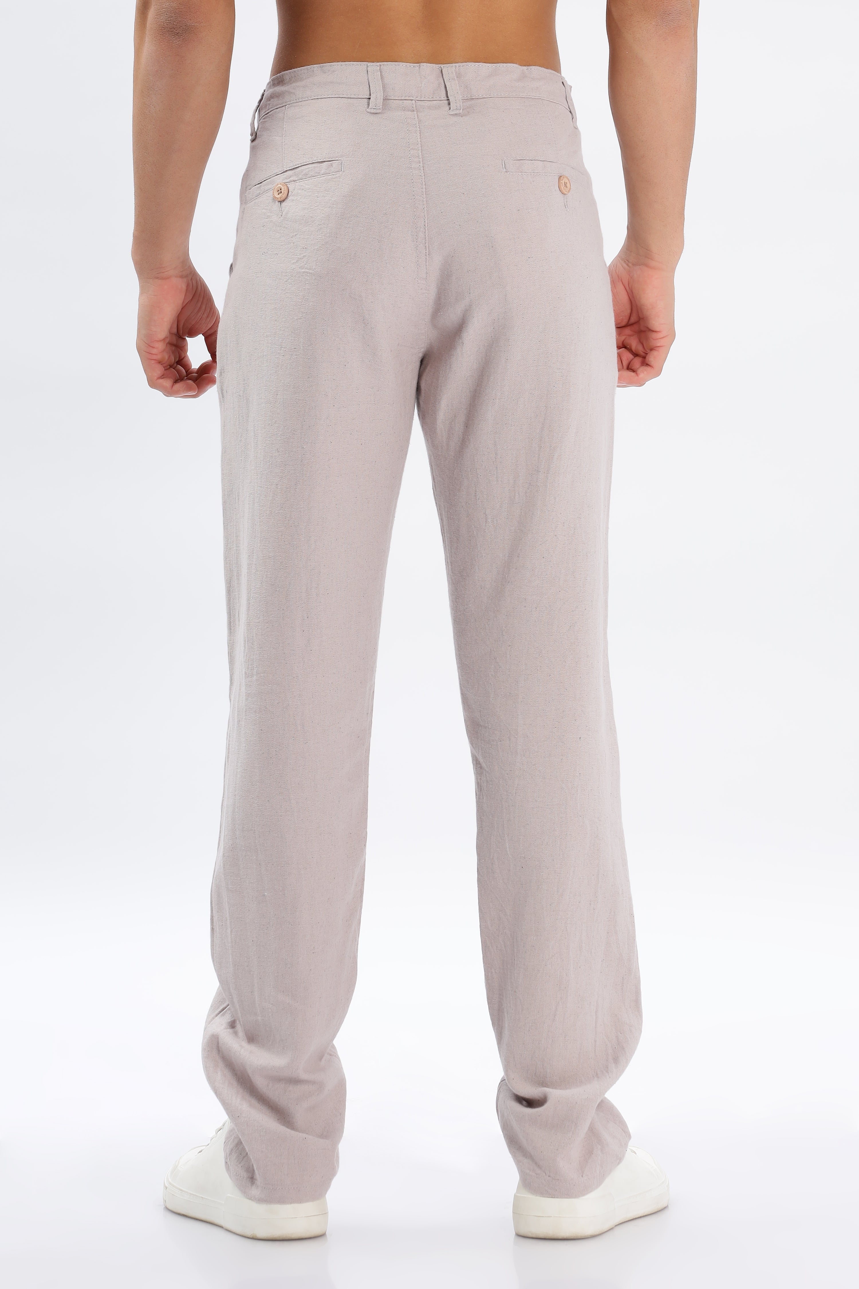 Color Hunt Men's Light Purple Full Length Tappered Fit Linen Trouser