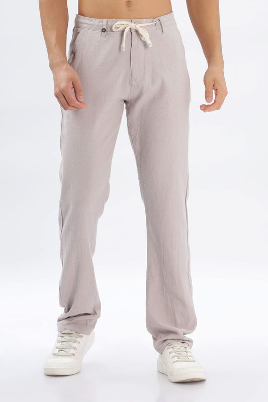 Color Hunt Men's Light Purple Full Length Tappered Fit Linen Trouser - Colorhunt