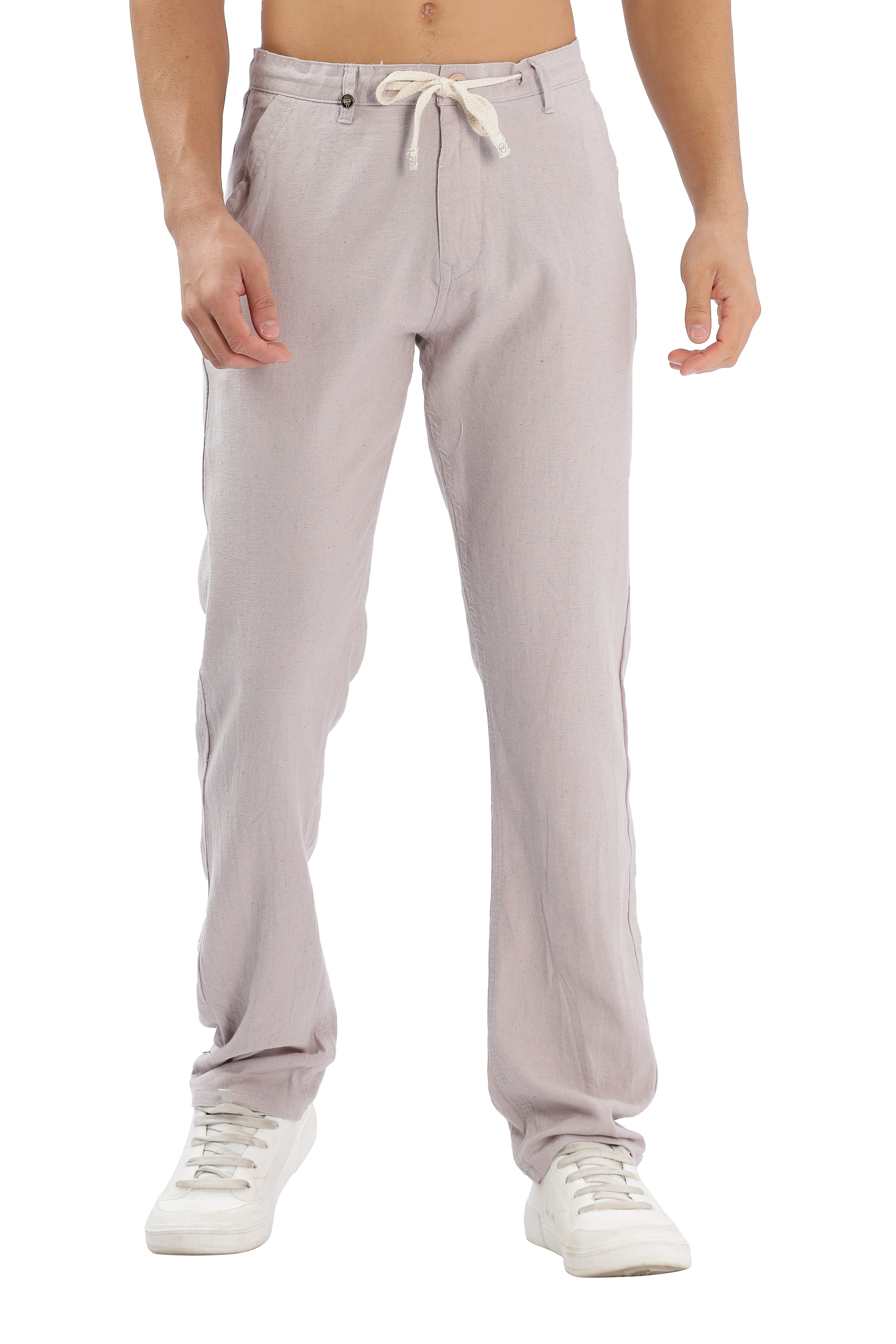 Color Hunt Men's Light Purple Full Length Tappered Fit Linen Trouser