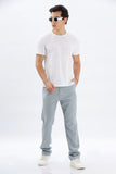 Color Hunt Men's Light Blue Full Length Tappered Fit Linen Trouser - Colorhunt