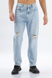 Color Hunt Men's Light Blue Full Regular Fit Jeans