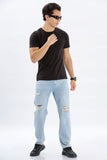 Color Hunt Men's Light Blue Full Regular Fit Jeans - Colorhunt