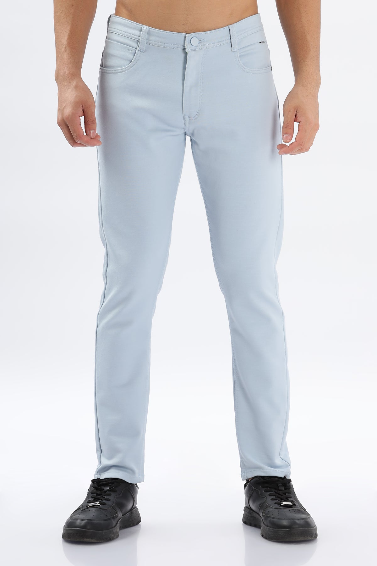 Color Hunt Men's Light Blue Ankle Length Tappered Fit Trouser