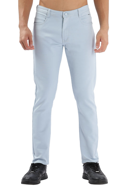 Color Hunt Men's Light Blue Ankle Length Tappered Fit Trouser - Colorhunt