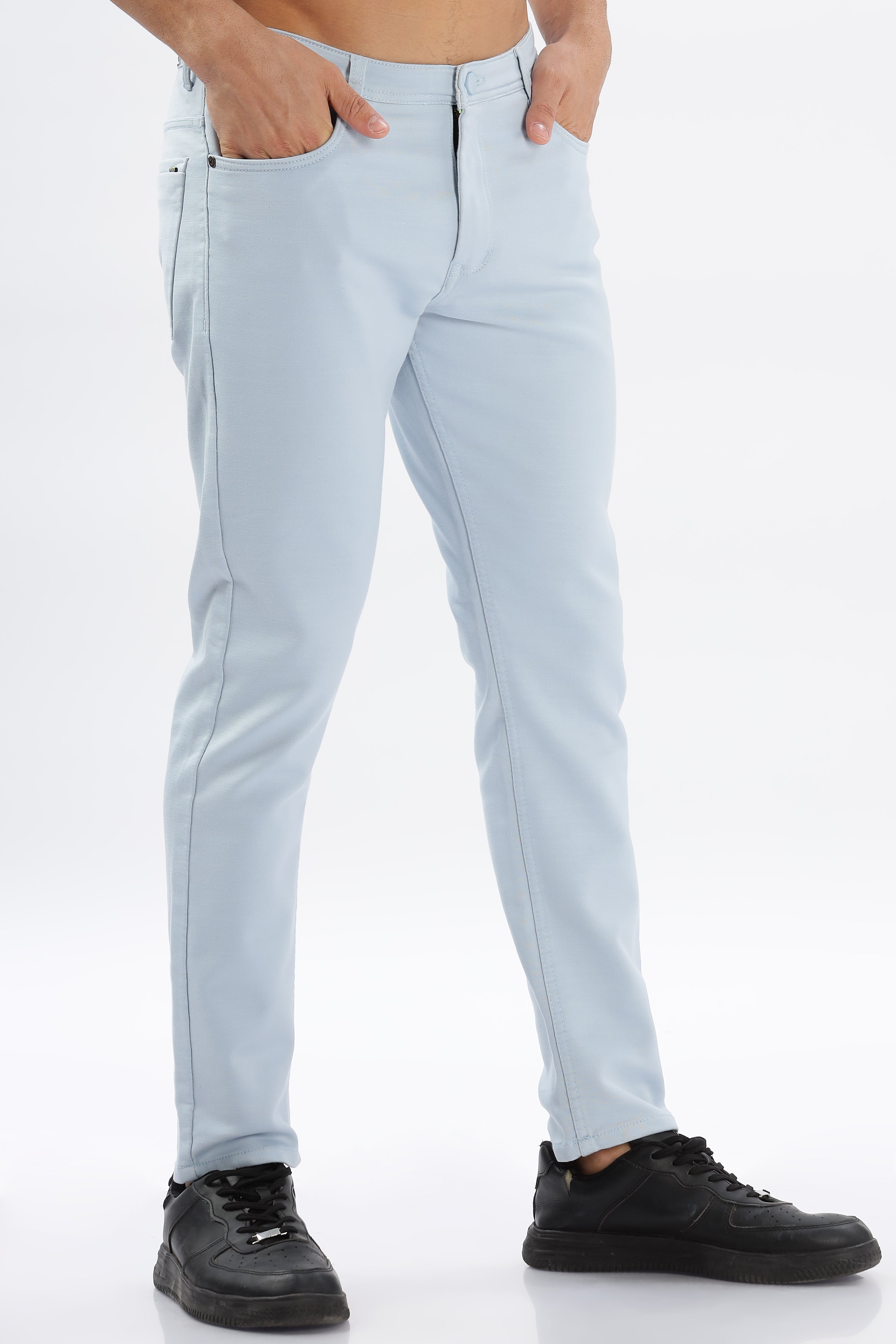 Color Hunt Men's Light Blue Ankle Length Tappered Fit Trouser