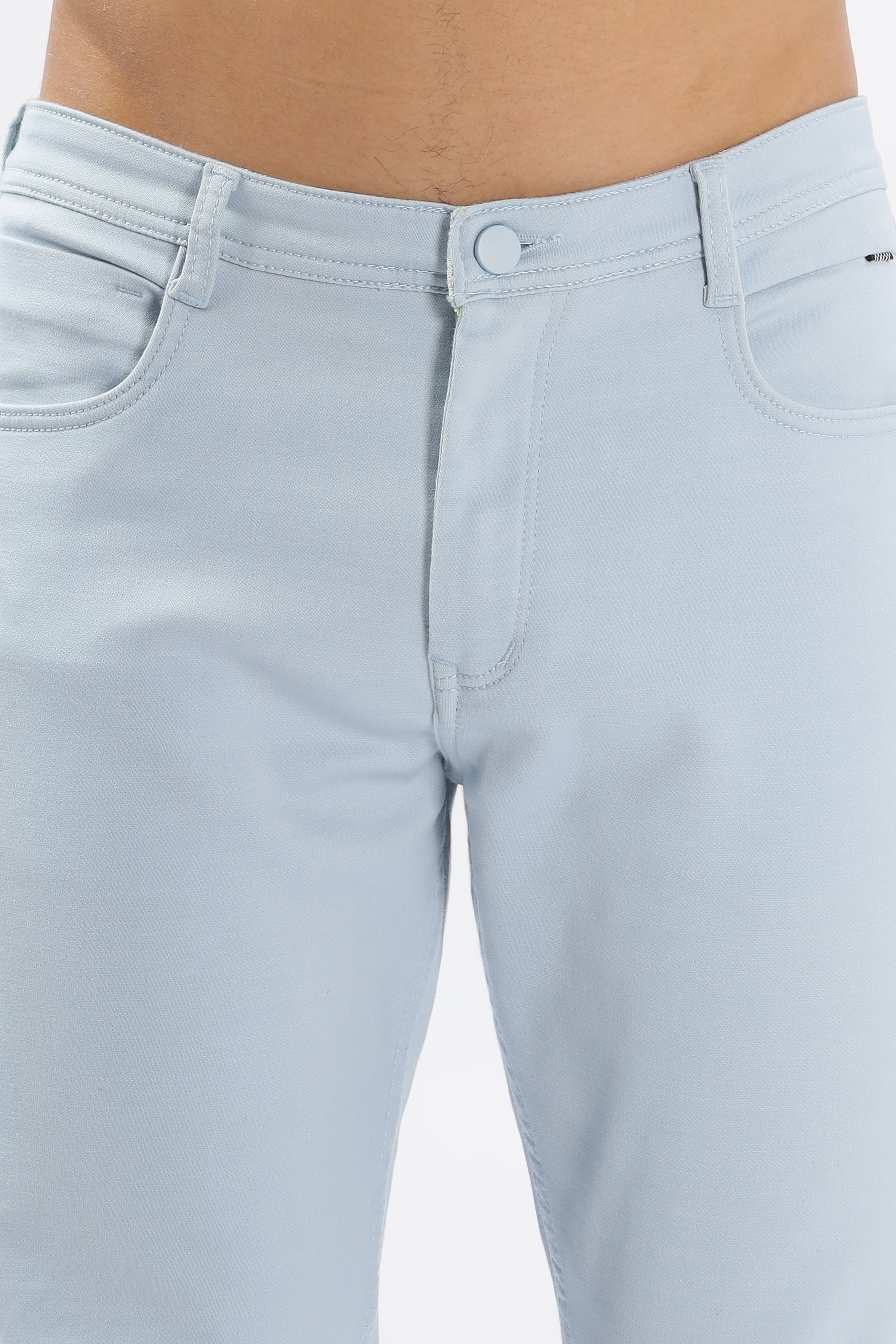 Color Hunt Men's Light Blue Ankle Length Tappered Fit Trouser