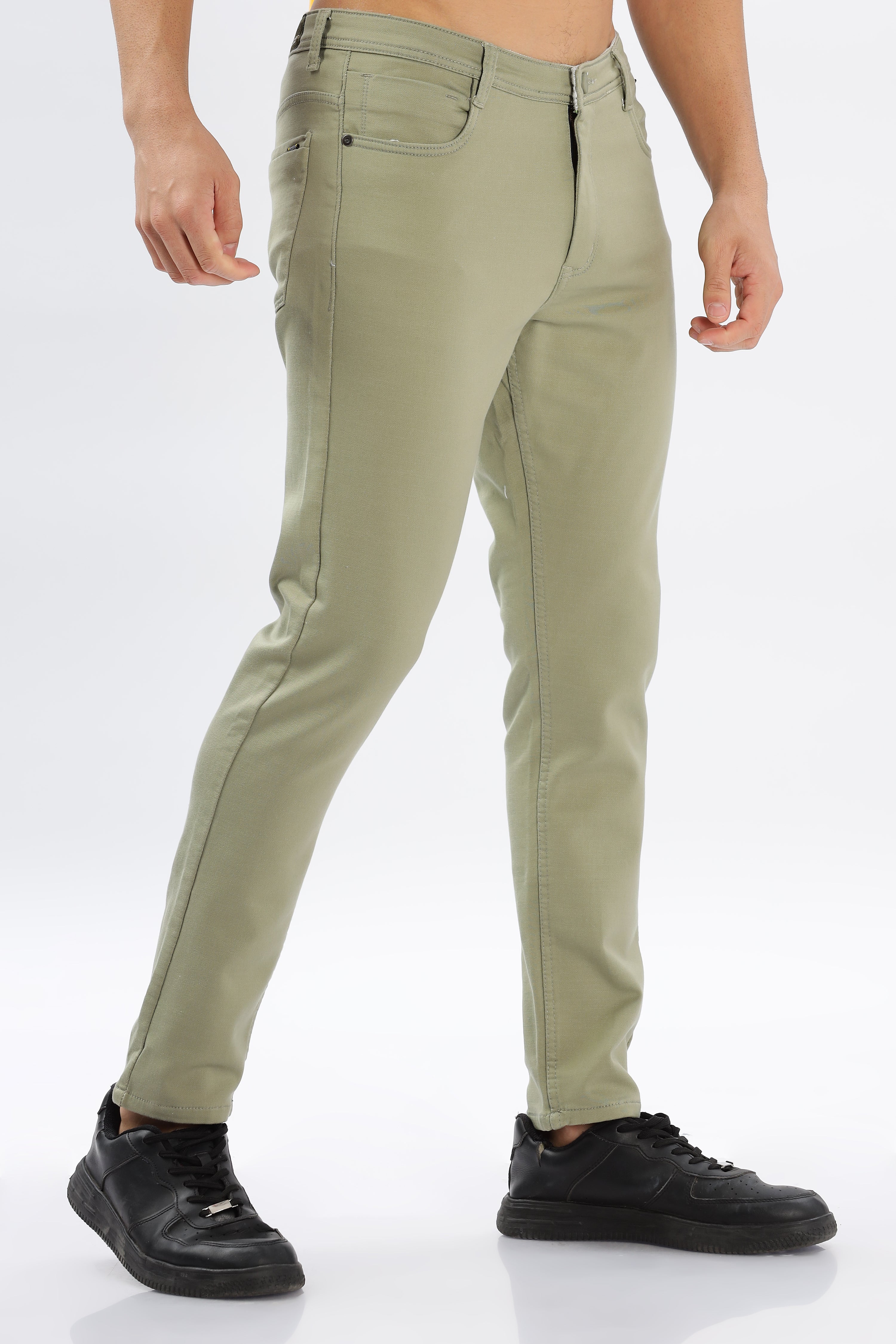 Color Hunt Men's Olive Green Ankle Length Tappered Fit Trouser