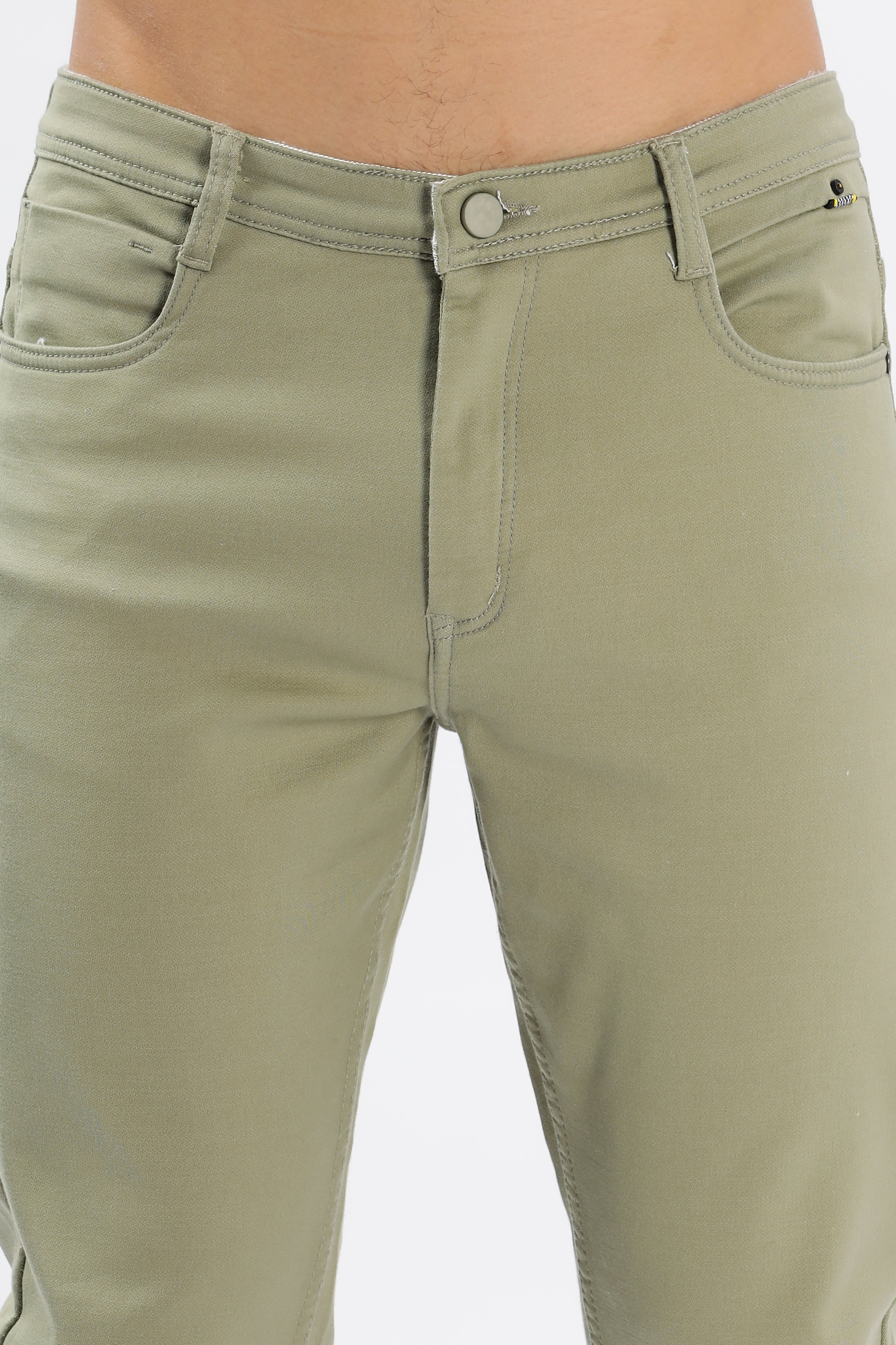 Color Hunt Men's Olive Green Ankle Length Tappered Fit Trouser