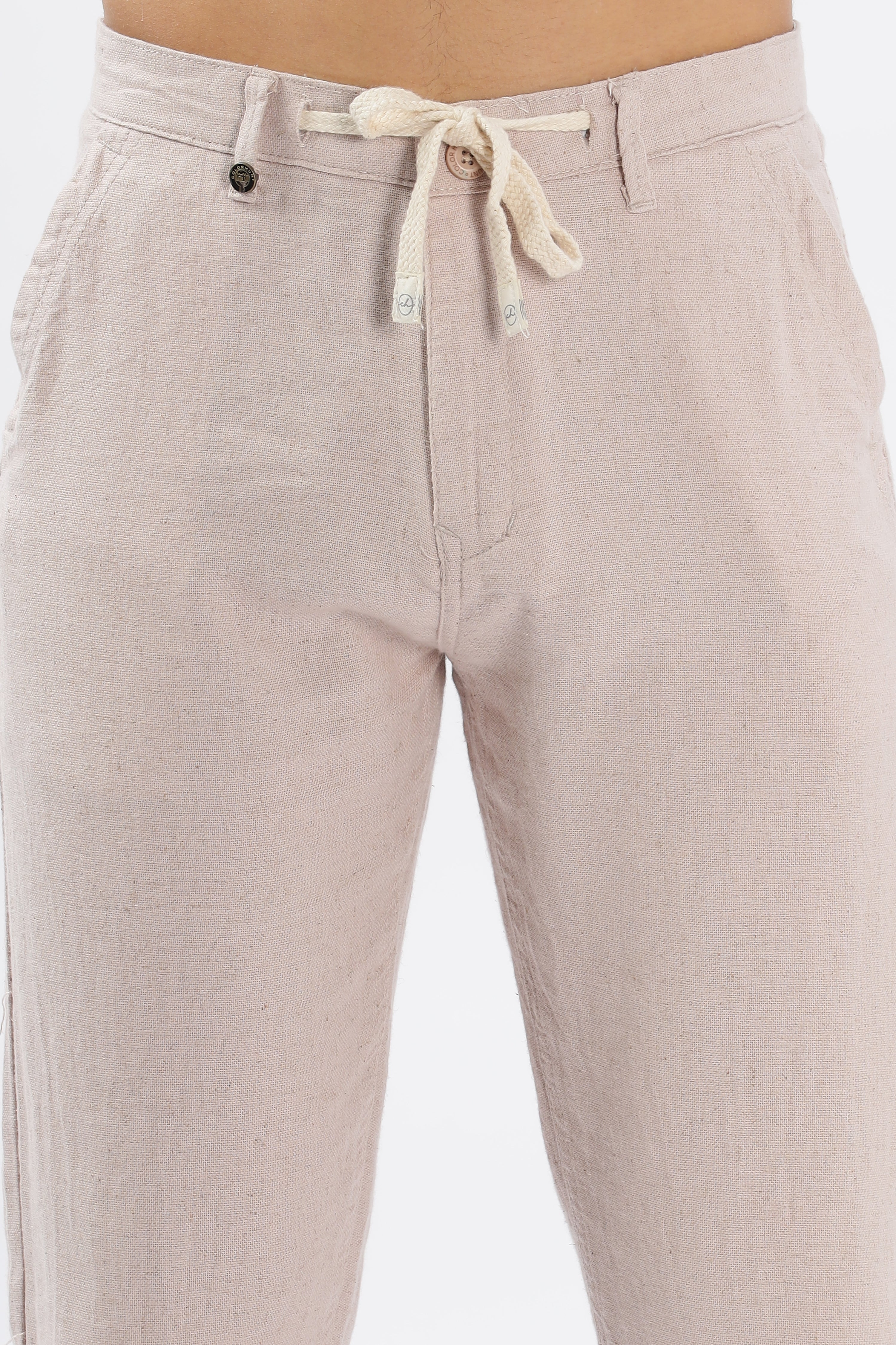 Color Hunt Men's Light Pink Full Length Tappered Fit Linen Trouser