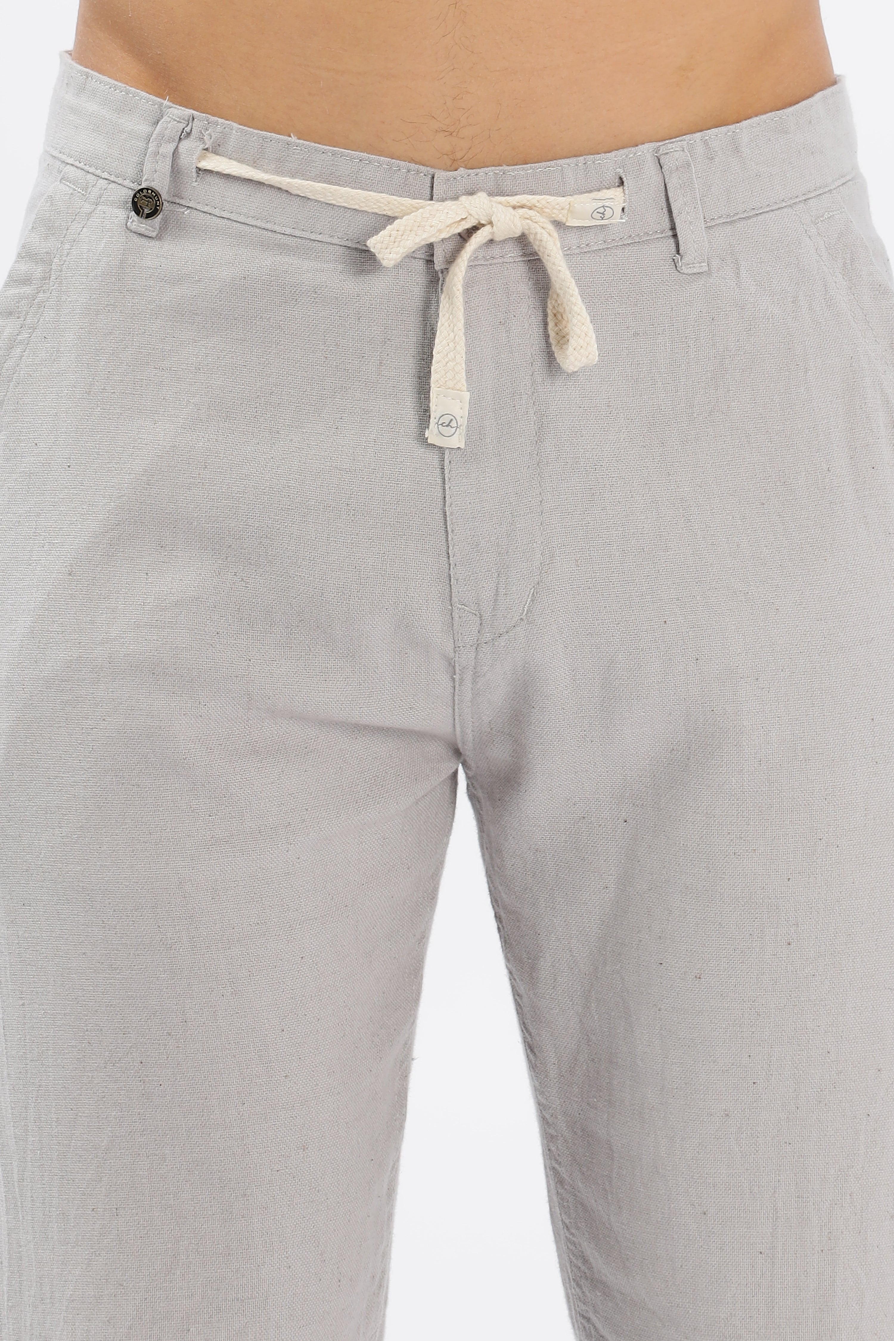 Color Hunt Men's Light Grey Full Length Tappered Fit Linen Trouser