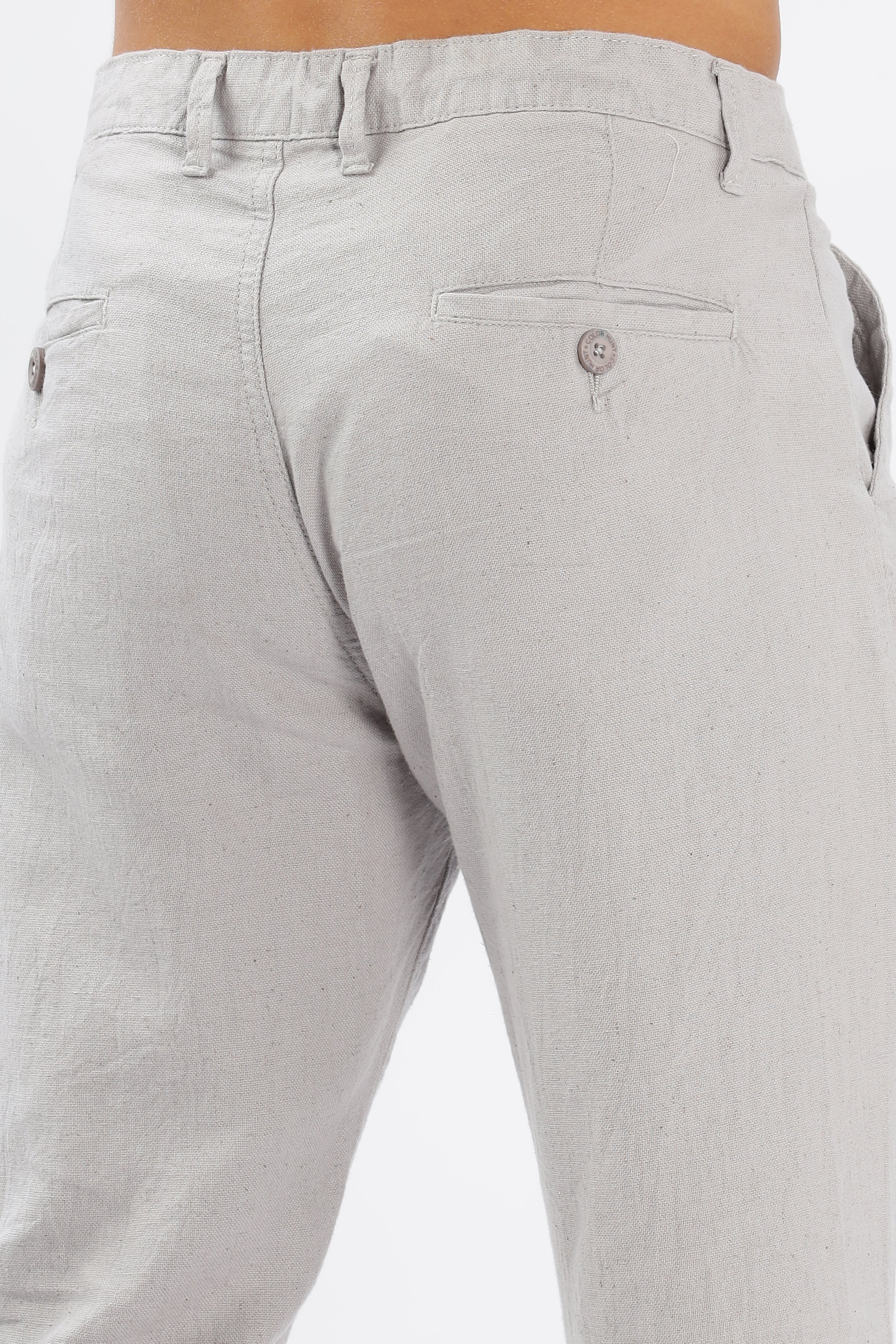 Color Hunt Men's Light Grey Full Length Tappered Fit Linen Trouser