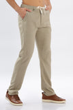 Color Hunt Men's Light Olive Full Length Tappered Fit Linen Trouser