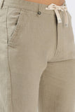 Color Hunt Men's Light Olive Full Length Tappered Fit Linen Trouser - Colorhunt