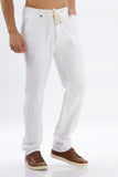 Color Hunt Men's White Full Length Tappered Fit Linen Trouser - Colorhunt