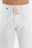 Color Hunt Men's White Full Length Tappered Fit Linen Trouser - Colorhunt