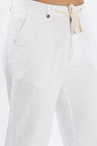 Color Hunt Men's White Full Length Tappered Fit Linen Trouser - Colorhunt