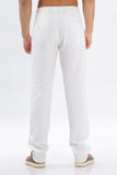 Color Hunt Men's White Full Length Tappered Fit Linen Trouser