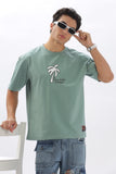 Color Hunt Men's Cotton Light Green Half Sleeve Printed Oversize T-shirt - Colorhunt